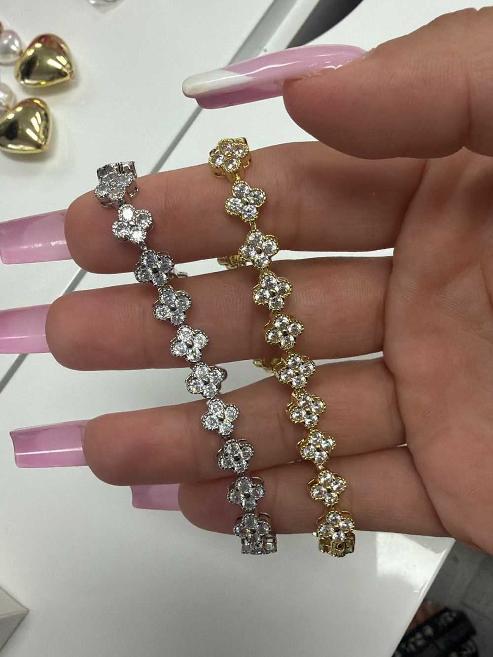 Gold and Silver Flower CZ Tennis Bracelets - Women Jewelry $45 each